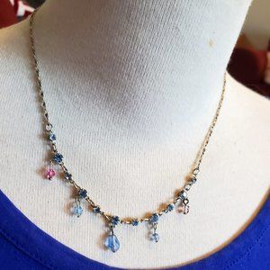 15" Silver Tone Rhinestone Beaded Necklace Casual Elegant Style Women Fashion